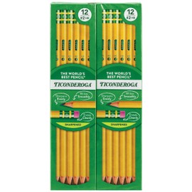 Ticonderoga Wood-Cased Pencils, Pre-Sharpened, 2 HB Soft, Yellow, 12 Count