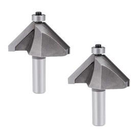 sourcing map Chamfer Router Bit 45 Degree 1/2" Shank 1-1/6" Cutting Height Edge Forming Router Bit for Woodworking 2pcs