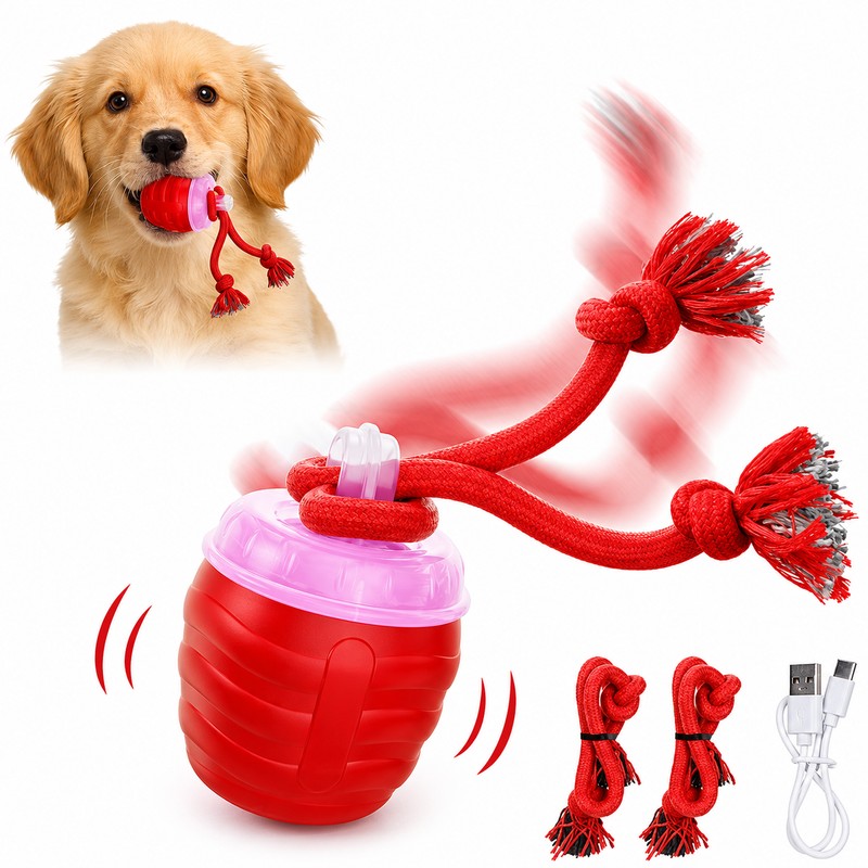 Smart Interactive Dog Toy Ball with Rope, USB Rechargeable Automatic