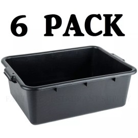 Unbranded//Generic 6 PACK 20" x 15" x 7" Black Storage Plastic Restaurant Dishwasher Food Bus Tub