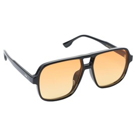 Jesiah Orange Tinted Sunglasses, Retro 70s Double Bridge Rectangle Polarised Sunglasses Pilot Square Oversized Vintage UV400 Protection Shades Glasses for Women Men Driving Sports Fishing Running