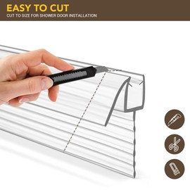 Bathroom Shower Glass Door Bottom Seal Strips, Length 36 Inch 2PCS Transparent PVC Door Bottom Seall Strips for 1/4" (6MM) Thick Framless Glass Panel