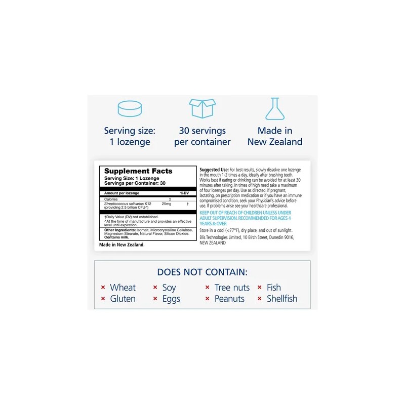 Blis Throathealth Oral Probiotic, Most Potent Blis K12 Formu