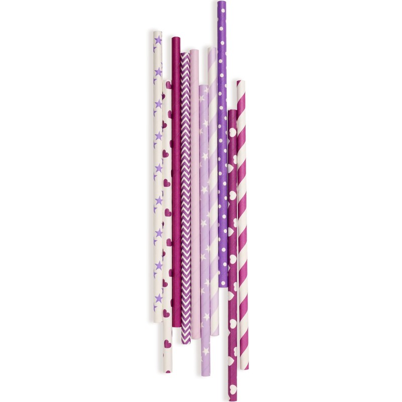 Gcardist Purple Paper Straws for Drinking Purple Disposable Straws 100pcs