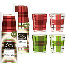 Sunup Paper Cup, Checker, 8.0 fl oz (205 ml), Set of 2 x 30, 60 Pieces, Includes Memory, Emergency Paper Cup, & Scape, Phase Free, Made in Japan