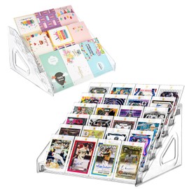 Card Stand, Postcard Stand, Acrylic, 7 Tiers, 18.5 x 30 x 31 cm, for Birthday Cards, Retail Display Window, Graded Cards, PSA Cards, Sports Cards, Greeting Cards, Stickers, Tea Box