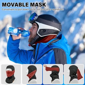 Sukeen Winter Balaclava Face Mask Breathable Ski Mask for Men Women Warmer Bandana Face Cover Cold Neck Gaiters for Outdoor Red