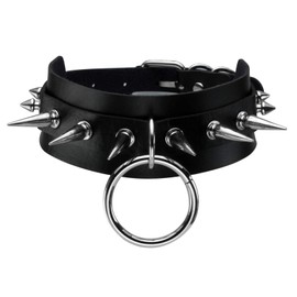 JJDreams Punk Choker Collar Women's Gothic Choker Spikes Wide Choker Ring Choker Emo Choker Black, Faux Leather