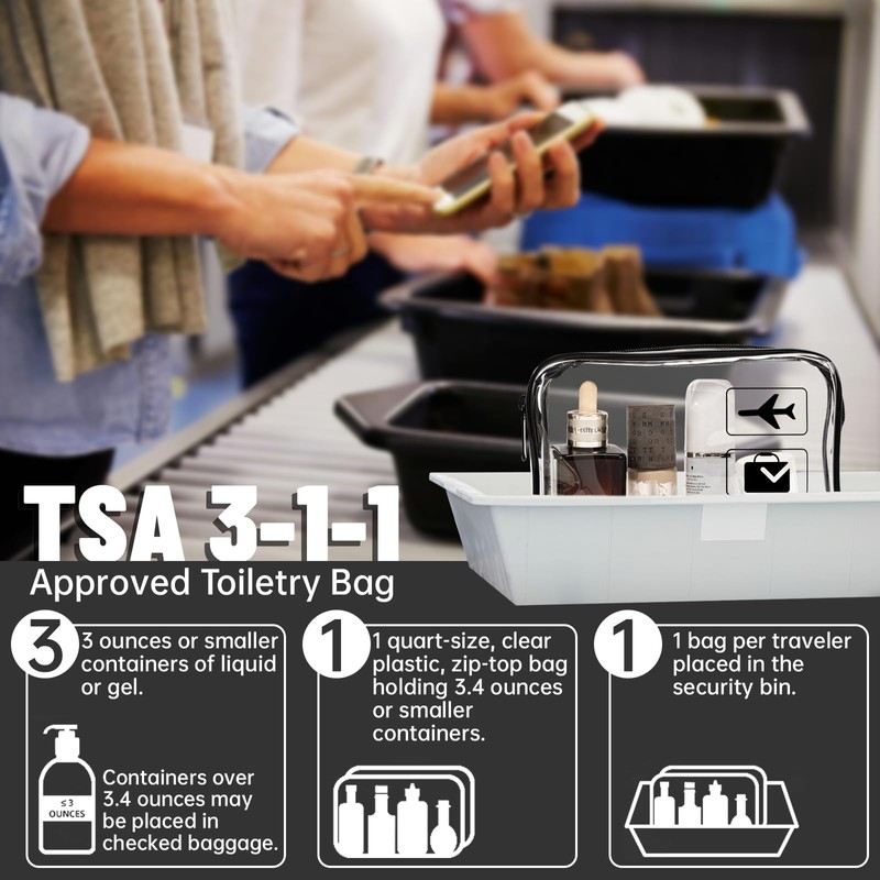 2 Pack TSA Approved Liquids Bag, Carry-on Clear Travel Toiletry
