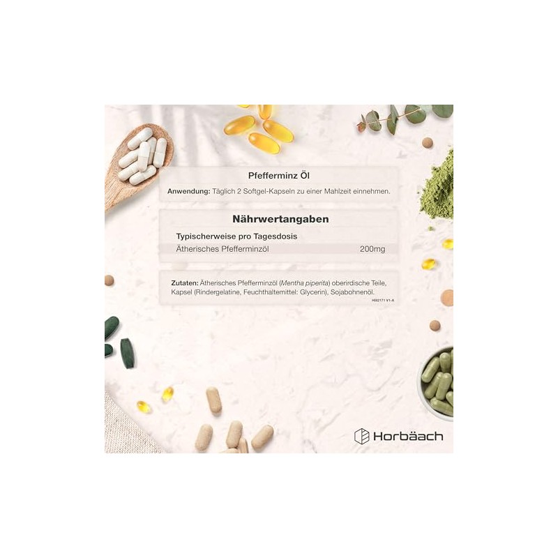 Horbaach Peppermint Oil Capsules 200 mg from Peppermint Oil |