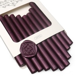 FsAlisa Wax Seal Sticks 10Pcs Glue Gun Sealing Wax Sticks for Wax Seal Stamp, Retro Vintage Metallic Great for Wedding Invitations, Cards Envelopes, Wine Packages, Gift Wrapping (Sauce Purple)