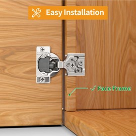 Chibery 50 Pack 3/4" Overlay 3D Soft Close Concealed Hinge for Face Frame Door, Self Closing Hidden Satin Nickel, 105° Open Angle Concealed Stainless Steel Hinges for Kitchen Cabinet Door
