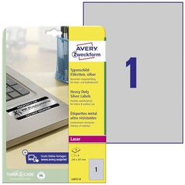 AVERY Zweckform Protection & Security Labels Weatherproof 210 x 297 mm, Silver