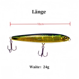 DAYUYUE Sinking Fishing Lure Fishing Lure Hard Bait Kit 24g 10cm 5pcs Pencil Bait Set Treble Fishing Hooks for Freshwater / Saltwater
