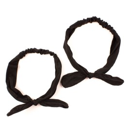 Mytoptrendz® 2 PCS Girls Headbands with Bows Cotton Hair Bands Baby Headband Elastic Rabbit Ear Bow Kids Headband Headwrap (Plain-Black)