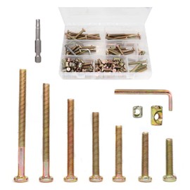 cSeao 100pcs M6 Baby Bed Crib Screws Hardware Replacement Parts Assortment Kit, Zinc Plated, 15mm 25mm 35mm 45mm 55mm 65mm 75mm