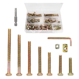 cSeao 100pcs M6 Baby Bed Crib Screws Hardware Replacement Parts Assortment Kit, Zinc Plated, 15mm 25mm 35mm 45mm 55mm 65mm 75mm