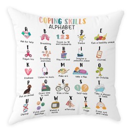 Mental Health Gifts, Therapist Office Inspirational Pillow Cover, Psychology Decorations for Corner Classroom Counseling Office, Recovery Self Care Encourage Gifts, 18x18in Cushion Cover