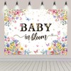 Baby in Bloom Backdrop Spring Floral Gold Glitter Butterfly Wildflower