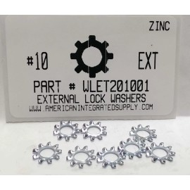 AMERICANINTEGRATEDSUPPLY.COM #10 External Tooth Lock Washers Steel Zinc Plated (100)
