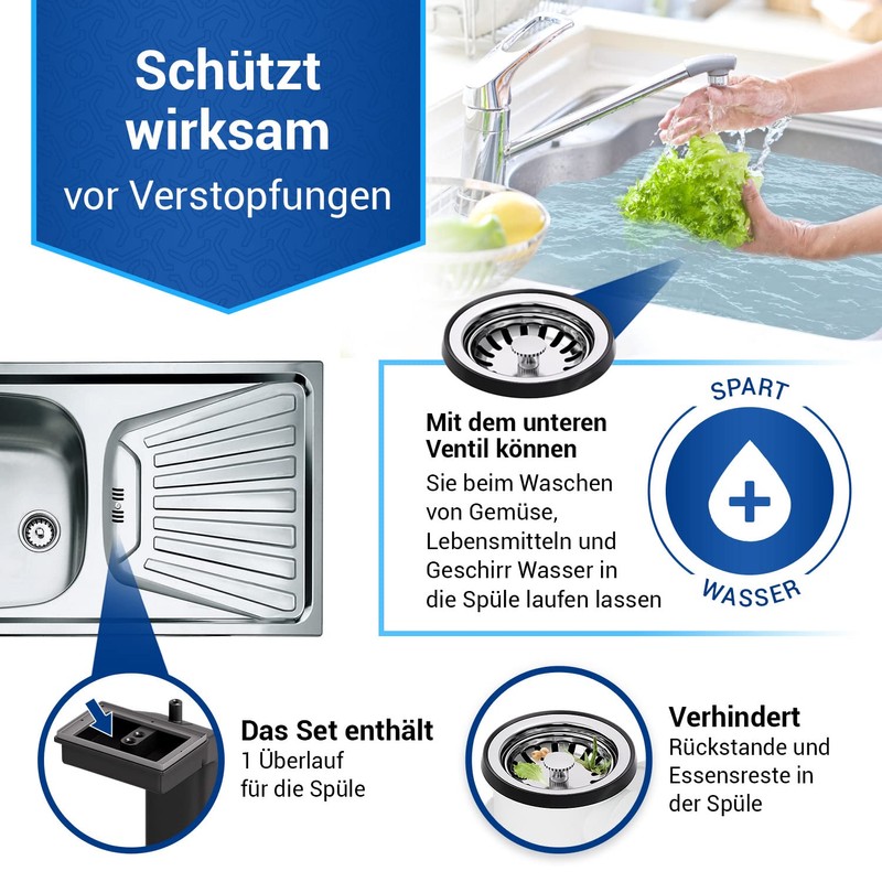 VIOKS Drain Fitting Sink with Strainer Basket Valve 70 mm
