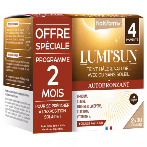 Nat & Form Lumi'Sun Self Tanning Capsules, box of 30