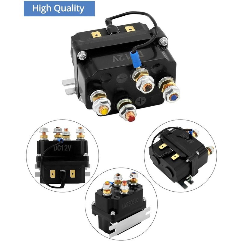 QWORK Solenoid Relay, 12V 250A Winch Relay Solenoid Replacement Contactor