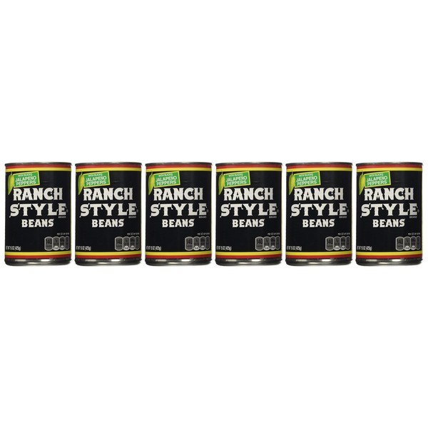 Ranch Style Beans, Sliced Jalapeno Peppers, 15oz Can (Pack of 6)