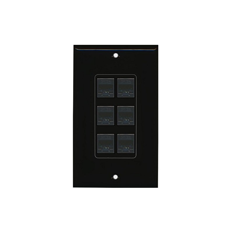 RiteAV Decorative 1 Gang 6 Port Cat5e Ethernet Wall Plate