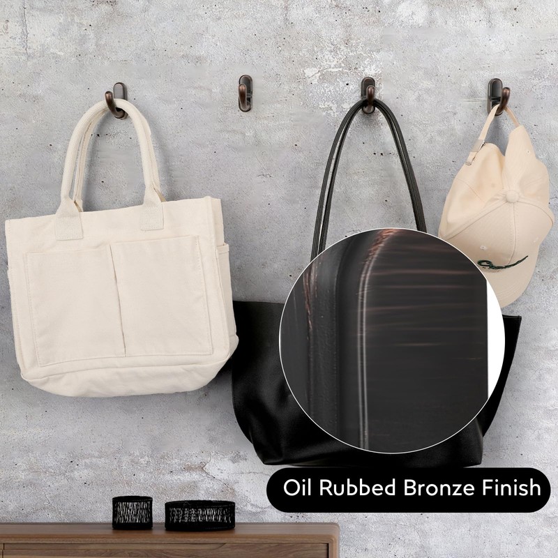 Metaliby 4 Pack Bathroom Hooks for Towels, Oil Rubbed Bronze