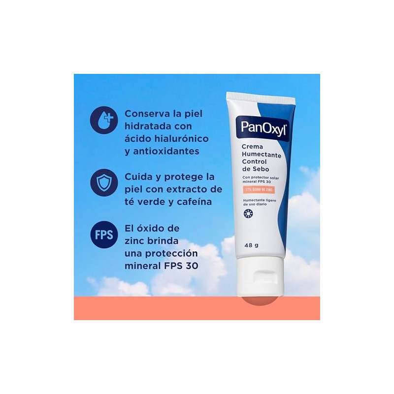 PanOxyl Crema Humectante Control de Sebo | Protector Solar FPS