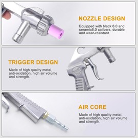 HENYEER Sand Blasting Gun Kit,Handheld Sand Blaster Sandblaster with 4 Nozzles and Rubber Hose (1.05M),Abrasive Air Sand Blasting Gun for Decorate Removing Surface Paint Stains Rust