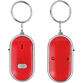KeyFinder(Red), Keychain Locator for Finding Lost Keys, Smart Key Finder, Whistle Activation, LED Sound Keychain, Alarm, and Flashing Light