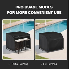 SUNICO 41 Inch Outdoor Patio Bar Set Cover with Split Zipper, Heavy Duty 600D Oxford Fabric Outdoor Wicker Bar Covers Waterproof, Wicker Bistro Set with Two Stools Cover, 41"L X 38"W X 40"H