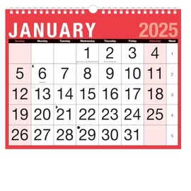 2025 Easy View Monthly Planner, A4 Wall Calendar with Large Font, Month-at-a-Glance, Spiral Bound