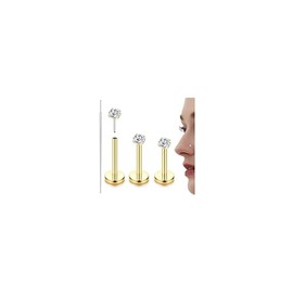Diamday 3Pcs G23 Titan Lippenpiercing Labret Piercing Nasenpiercing Stecker Medizinische Ohrstecker