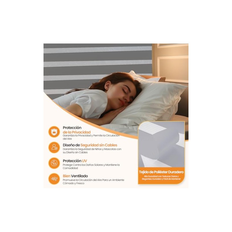 OSLIFE Persianas Enrollables para Ventana,140 x 180cm,Cortinas Blackout | Ajustables