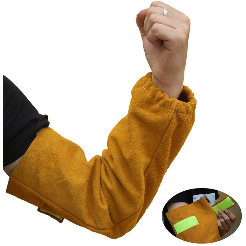 Leather Heat Resistant Welding Arm Sleeves Elastic Cuff Safety Work