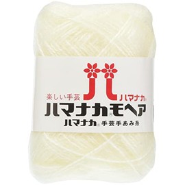 ハマナカ モヘア 毛糸 並太 col.1 ホワイト 系 25g 約100m 5玉セット 0019