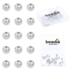 BEADIA Platinum Plated Round Spacer Beads 6mm 30pcs for Jewelry Making Findings Non Tarnish