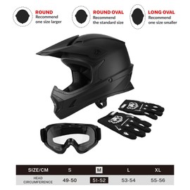 TCT-MOTORPARTS DOT Youth Kids Motocross ATV Full Face Helmets for Offroad Street Dirt Bike Go-Kart BMX MX Matte Black Medium