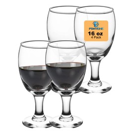 Fonteme Classic Goblet Wine Glasses with Stem (Set of 4) | Dishwasher-Safe, Lead-Free Clear Goblet for Cocktails, Wine, Margarita | Beverage Glasses for Dinner, Parties, (16 Ounce)