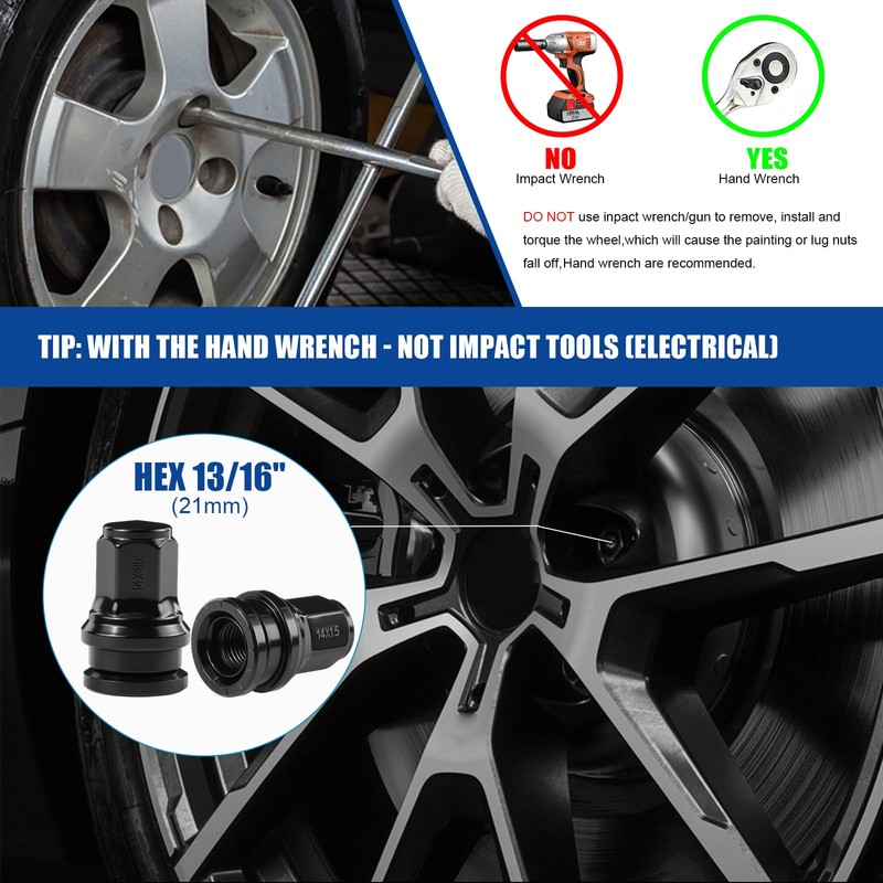 JiiinMiiin M14x1.5 32Pcs Black ONE-Piece Design OEM Lug Nuts Replace