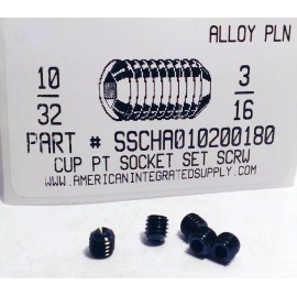 AMERICANINTEGRATEDSUPPLY.COM #10-32x3/16 Hex Socket Set Screws Cup Point Alloy Steel (50)