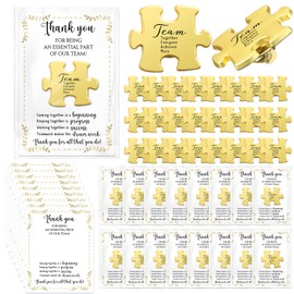 Solsew 20 Sets Team Appreciation Gifts for Employees Puzzle Piece Lapel Pins with Thank You Cards Bags Appreciation Gifts Bulk for Staff Teachers Coworkers Nurse Volunteers Team Building Presents