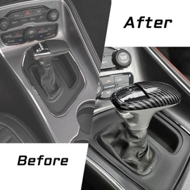 KEEGTBOX Gear Shift Lever Head Cover Trim Shift Knob Cap Compatible with 2015-2023 Dodge Charger Challenger Sedan Fit Durango SUV 2016-2023 Gear Shift Cover Protector Decorate (Carbon Fiber)