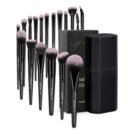 18 Set De Brochas Para Maquillaje Profesional estuche caja Color Negro                                                                                