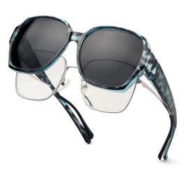 Face Shadow Women's Polarised Over Sunglasses for Glasses Wearers, UV Protection, Ultra Light Fit-Over Glasses, K1-Claret Red Frame/Grey Lens