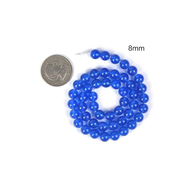 abalorio redondas sueltas de ágata azul de 8 mm para