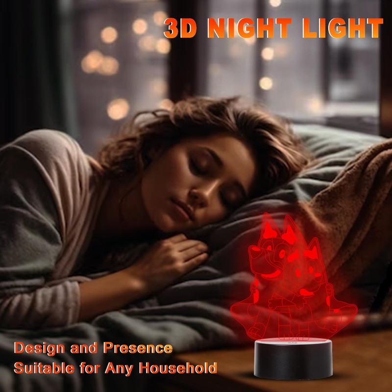 LED Bluey Color Changing USB Night Light for Kids Sleep